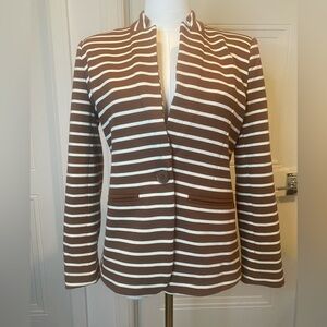 Gibsonlook Rich Brown and Cream  Striped Blazer Stretch Fabric XS Chic NWT